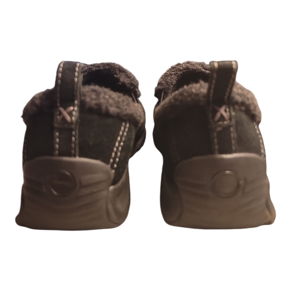 Lands End slip-on loafer black suede faux fur womens 8.5B 247709 - Picture 4 of 7